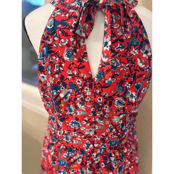 LOFT outlet Women’s Red Floral Keyhole Tie Back Halter Sundress Petite M - Picture 4 of 5